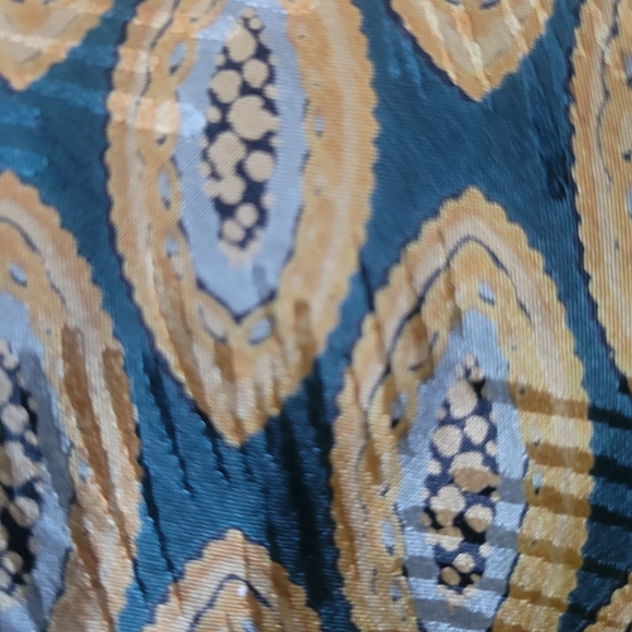 Givenchy Teal and Yellow Patterned Tie - Picture 9 of 9